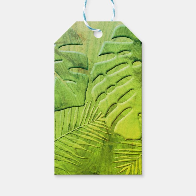 Étiquettes-cadeau Feuillage en bois vert (Devant)