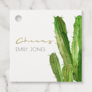 ÉTIQUETTES CADEAU FEUILLE DE CACTUS DU DÉSERT MODERNE À L'AQUARELLE