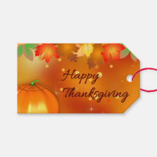 Étiquettes-cadeau Feuilles d'automne colorées bon thanksgiving