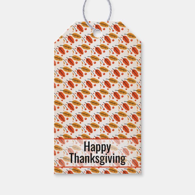 Étiquettes-cadeau Feuilles de automne orange bon thanksgiving (Devant)