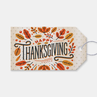 Étiquettes-cadeau Feuilles de automne orange bon thanksgiving