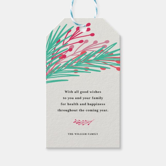 Étiquettes-cadeau Feuilles et baies (Devant)