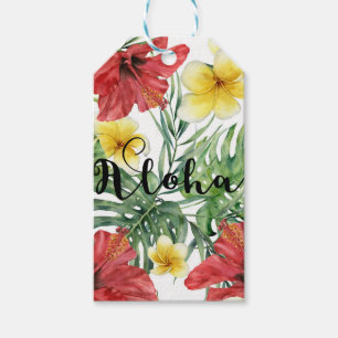 Étiquettes-cadeau Feuilles et fleurs botaniques tropicales Floral Al
