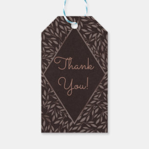 Étiquettes-cadeau Feuilles Mauve Chocolat Rose Botanique Mariage