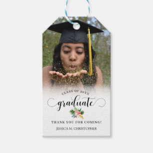 Étiquettes-cadeau Feuilles tropicaux d'été Merci de la graduation