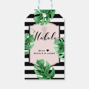 Étiquettes-cadeau Feuilles tropicaux et Mariage d'ananas MAHALO ALOH