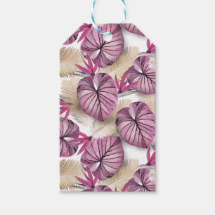 Étiquettes-cadeau Feuilles tropicaux rose