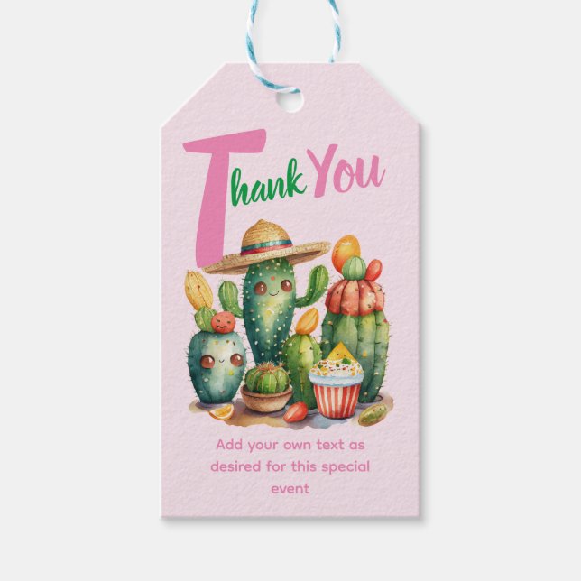 Étiquettes-cadeau Fiesta Cactus bébé FILLE Douche mignonne Faveurs C (Devant)