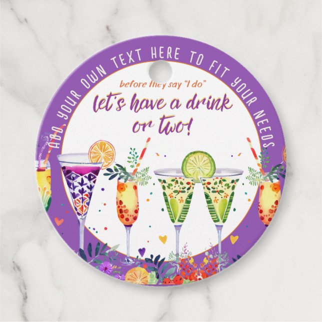 Étiquettes Cadeau FIESTA  Cocktails Personnalisés (Devant)