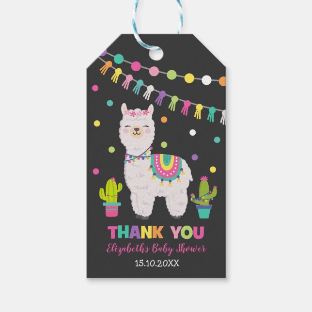 Étiquettes-cadeau Fiesta Llama Baby shower Fête d'Anniversaire Faveu (Devant)