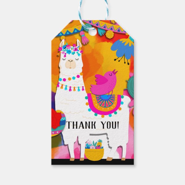 Étiquettes-cadeau Fiesta Llama Cinco De Mayo Fête Anniversaire Favor (Devant)