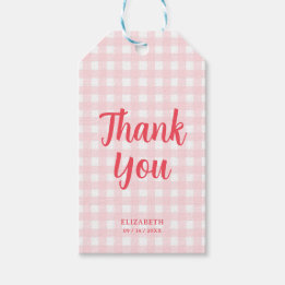 Étiquettes-cadeau Fille 1er Anniversaire Merci Gingham Fraise