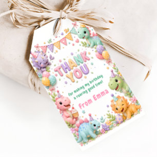 Étiquettes-cadeau Fille Anniversaire Dinosaure Merci