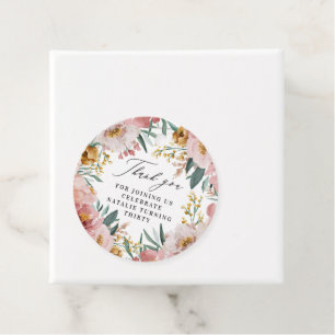Étiquettes Cadeau Fille aquarelle florale d'anniversaire rose chic