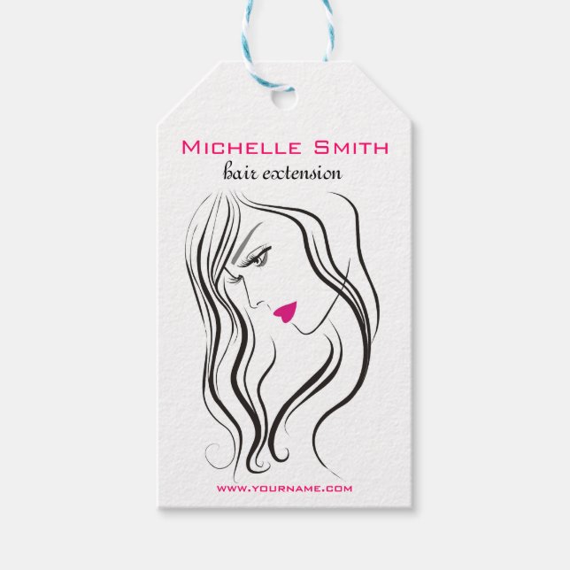 Étiquettes-cadeau Fille avec cheveux ondulés Coiffure icône de marqu (Devant)