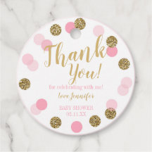 Fille Baby shower Merci Favoriser Tags Pink Gold