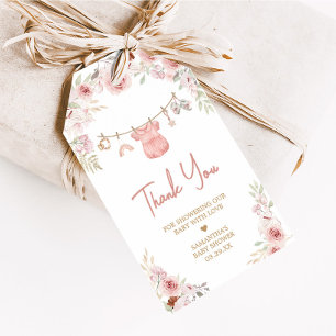 Étiquettes-cadeau Fille Boho Clothesline Baby shower Favoriser Tags