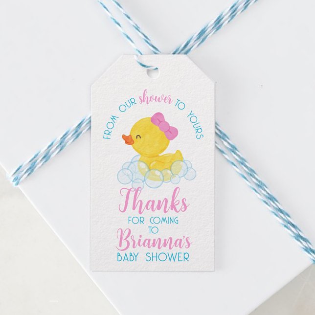 Étiquettes-cadeau Fille canard de notre douche à votre Baby shower (Créateur téléchargé)