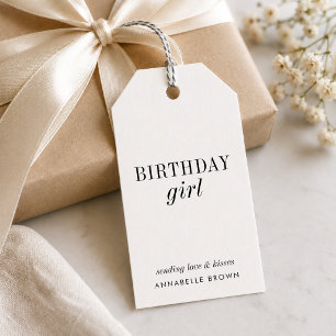 Étiquettes-cadeau Fille d'anniversaire Simple minimaliste noir et