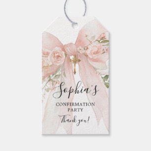 Étiquettes-cadeau Fille de la fête de confirmation Roses à l'arc ros