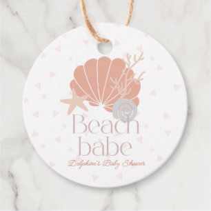 Étiquettes Cadeau Fille de plage Bébé Fille Rose Baby Shower