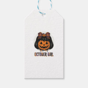 Étiquettes-cadeau Fille d'octobre Citrouille Arc Halloween Vecteur C