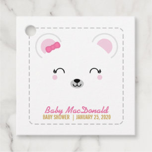 Étiquettes Cadeau fille en peluche ours BABY SHOWER merci faveur tag