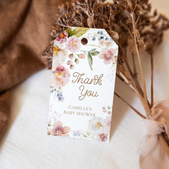 Étiquettes-cadeau Fille fleur sauvage Baby shower Favoriser (Wildflower Baby Shower Thank you Tag)