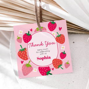 Étiquettes Cadeau Fille fraise Berry Premier Carré de fête d'anniver