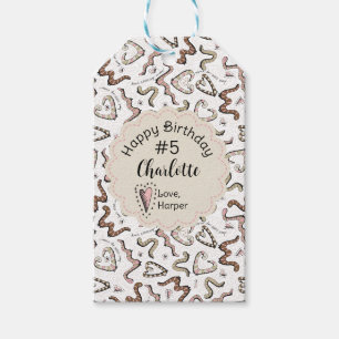 Étiquettes-cadeau Fille Insectes Coeur Veux vers Anniversaire