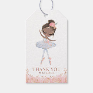 Étiquettes-cadeau Fille noire Ballerina en robe blanche Anniversaire