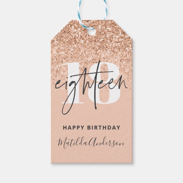 Étiquettes-cadeau Fille parties scintillant scintille moderne 18ème  (Devant)