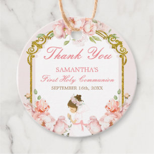 Étiquettes Cadeau Fille priant l'or première sainte communion Merci