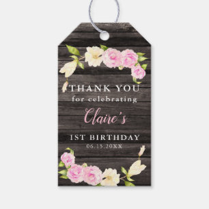 Étiquettes-cadeau Fille rose Rustique Fille Anniversaire Fête Favori
