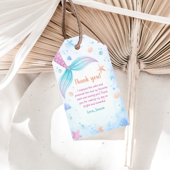 Étiquettes-cadeau Fille Sirène 1ère fête d'anniversaire (Créateur téléchargé)