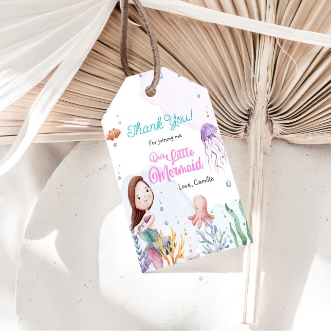 Étiquettes-cadeau Fille Sirène 1ère fête d'anniversaire (Créateur téléchargé)