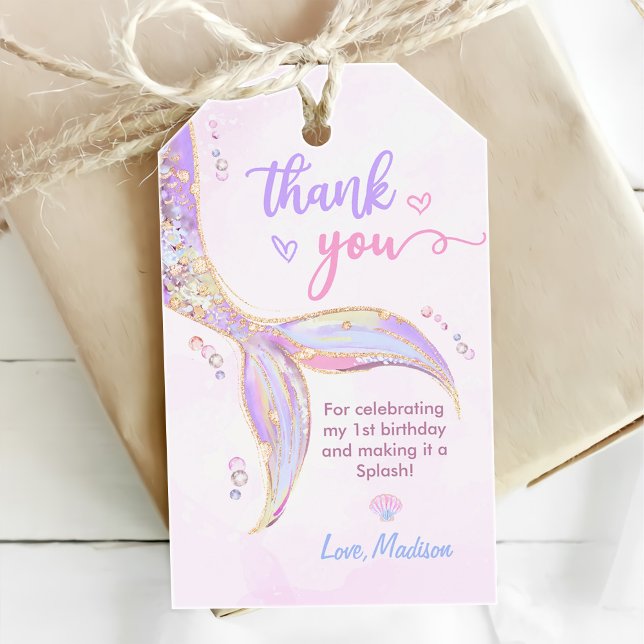Étiquettes-cadeau Fille Sirène 1ère fête d'anniversaire (Créateur téléchargé)