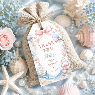 Étiquettes-cadeau Fille sous la mer Baby Shower Merci