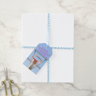 Étiquettes-cadeau Filles Ciel Bleu Anniversaire de la fête de basket
