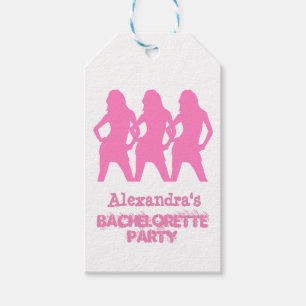 Étiquettes-cadeau Filles de la fête rose personnalisées bachelorette