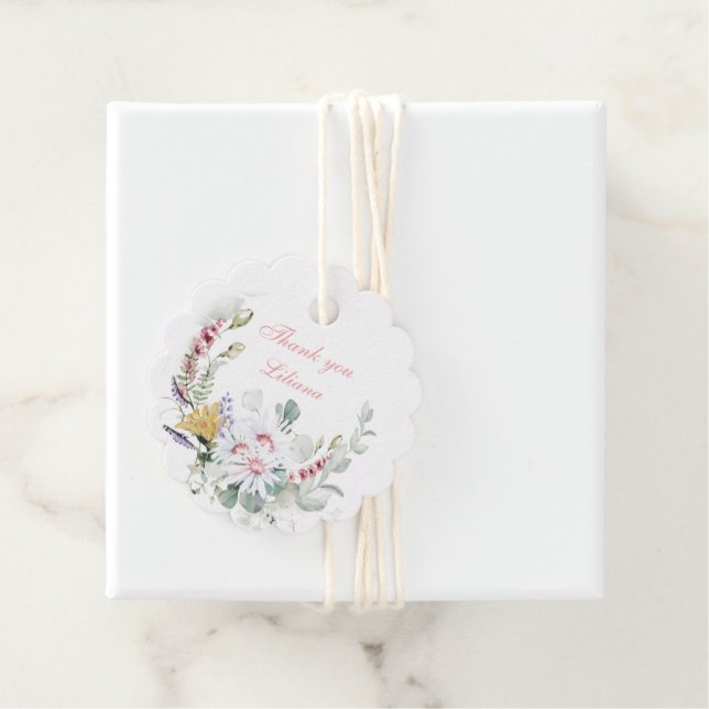 Étiquettes Cadeau Filles Fleur sauvage Baby in Bloom Baby Favoriser  (En situation)