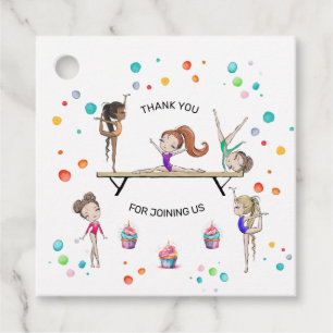 Étiquettes Cadeau Filles Gymnastique Cupcake Balloon fête d'annivers
