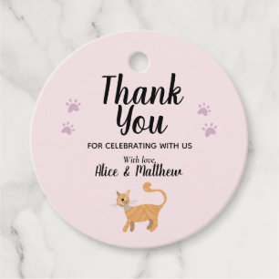 Étiquettes Cadeau Filles mignonne Chat rose Cartoon Baby shower mode
