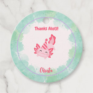 Étiquettes Cadeau Filles mignonnes rose et vert Axolotl 1er annivers