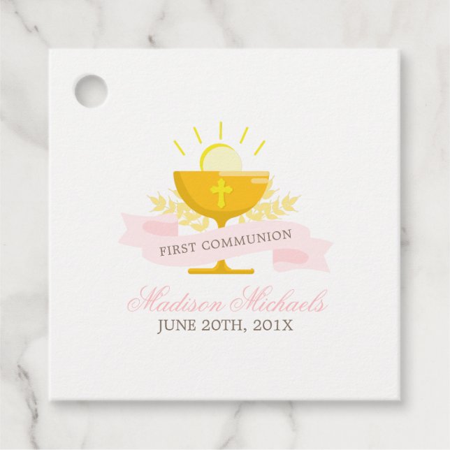 Étiquettes Cadeau Filles première sainte communion personnalisée (Devant)