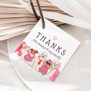 Étiquettes Cadeau Filles rose chiot pawty anniversaire