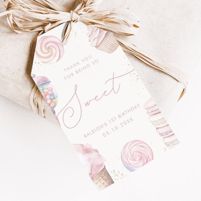 Étiquettes-cadeau Filles' Rose Sweet One Candy Glace Crème Favoriser (Créateur téléchargé)