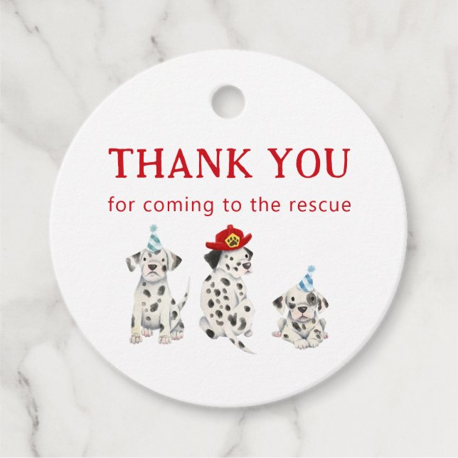 Étiquettes Cadeau Firefighter Boy Anniversaire Favoriser Tags (Devant)