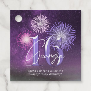 Étiquettes Cadeau Fireworks Sweet 16 Purple ID984