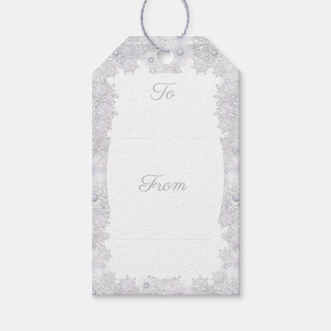 Étiquettes-cadeau Flacon de neige bleu glace (Devant)